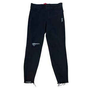 Spanx Womens High Rise Jeggings Distressed Faded Black Size 1X